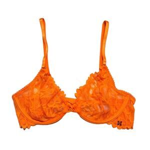 Savage X Fenty Savage Not Sorry Ultra Demi Unlined Lace Bra Orange Size 34C
